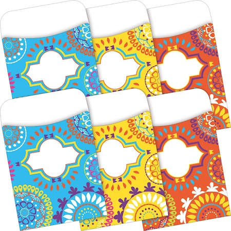 Moroccan Peel & Stick Library Pockets, Multi-Designs, 60/Set